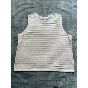 NWT! Christopher & Banks White Ivory Pink Stripe Sleeveless Blouse 3X